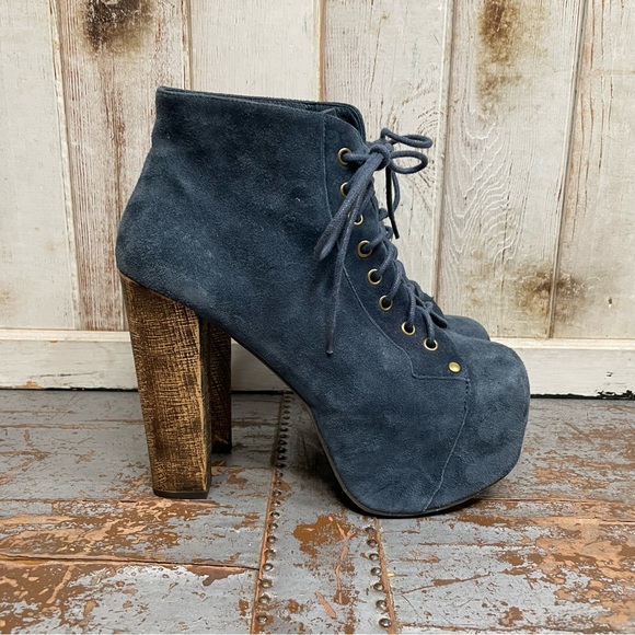 Jeffery Campbell Lita Blue Suede Lace Up Platforms - Picture 7 of 15